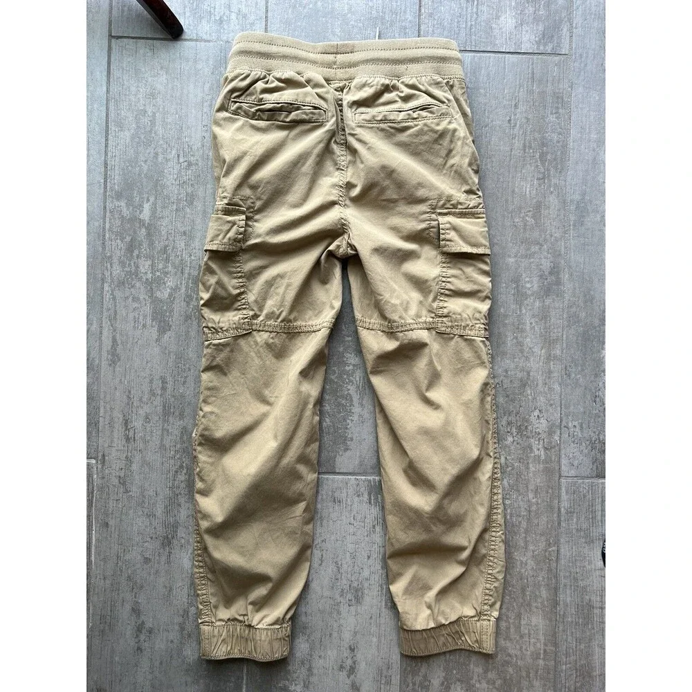 GAP Kids Cargo Jogger Pants Boys Youth Beige Tan Khaki Drawstring M 8-9 Regular
